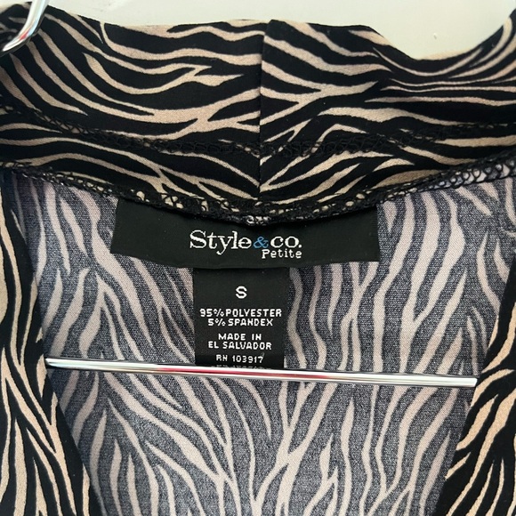 Style & Co. Black and Cream Zebra Print Midi Dress Small Petite - Picture 2 of 3